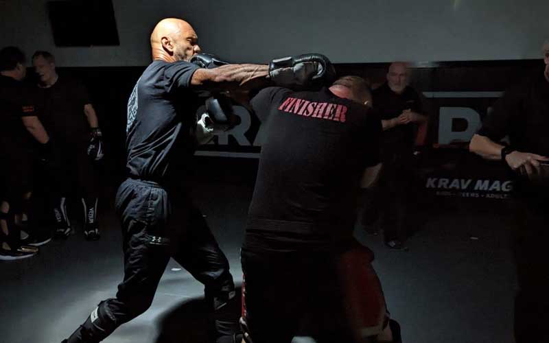 Advanced students sparring at Krav Pro